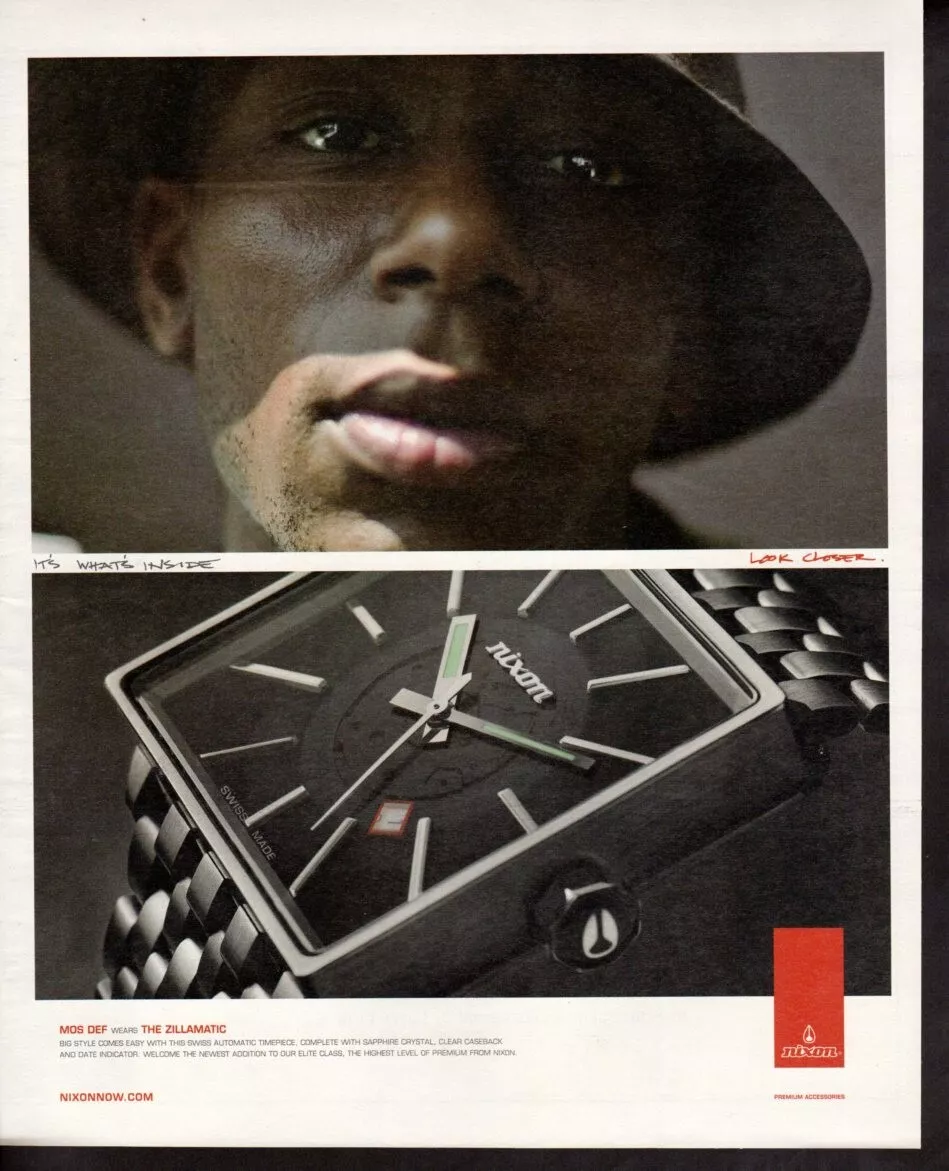 Vintage print ad advertisement Watch Fashion NIXON Mos Def Zillamatic Swiss 2007