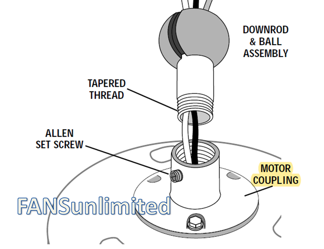 Casablanca Fan SNOW WHITE 3" Downrod & Ball Assembly & Motor Coupling