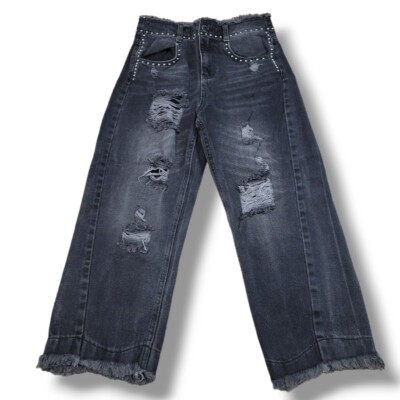 United Colors Of Benetton Jeans Size 25 26x22 Cropped Jeans Distressed Destroyed