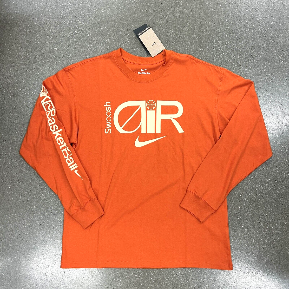 Old NIKE Tee MAXI DRESS “Wire Swoosh” Nike Max90 Men Long-Sleeve Basketball T-Shirt FN0819-893 Campfire