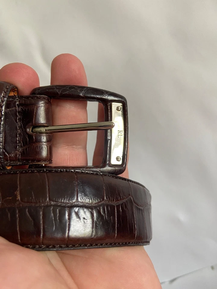 Cinturón de cocodrilo marrón vintage Ralph Lauren talla S Foto 3 de 4