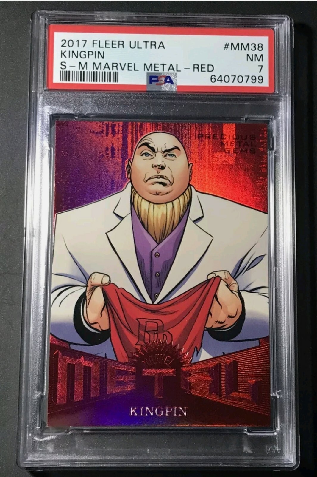 2017 Kingpin Marvel PMG Precious Metal Gems /99 Red Ultra Spider-Man PSA 7 Card