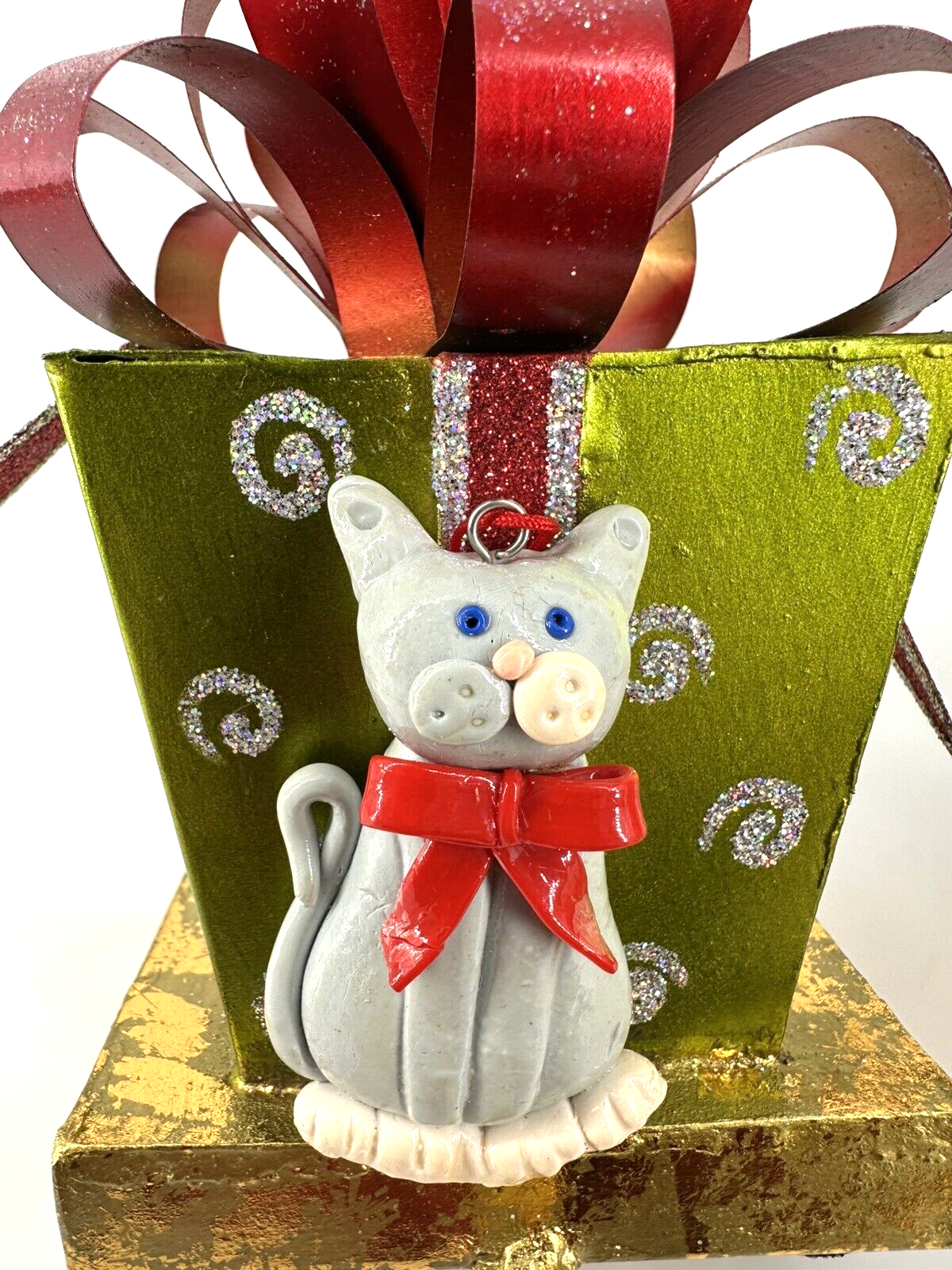 Vintage Kitty CAT Christmas ornament 3