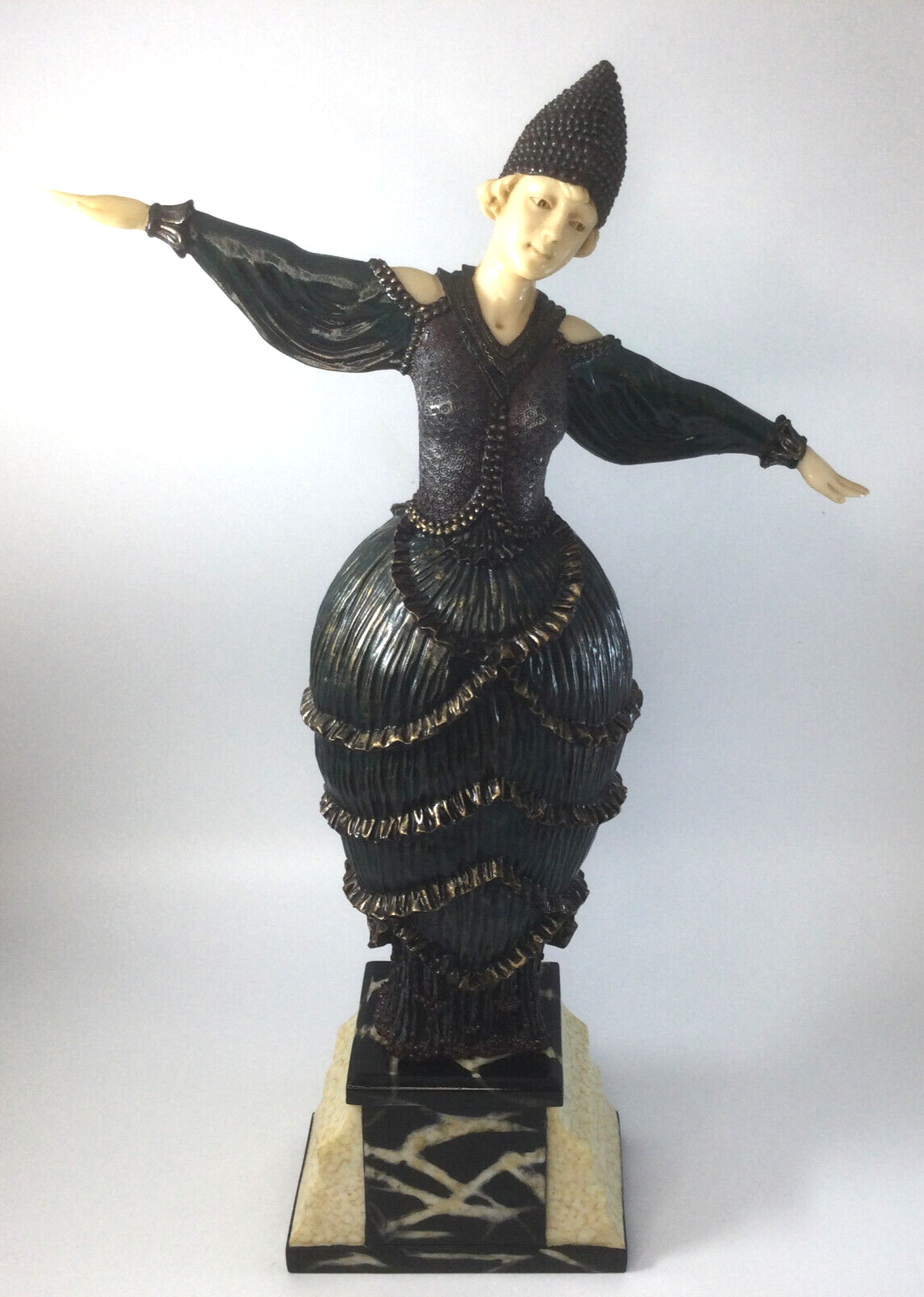 Vintage Art Deco Demetre Chiparus Carnival Sculpture Statue 19 Inch Replica