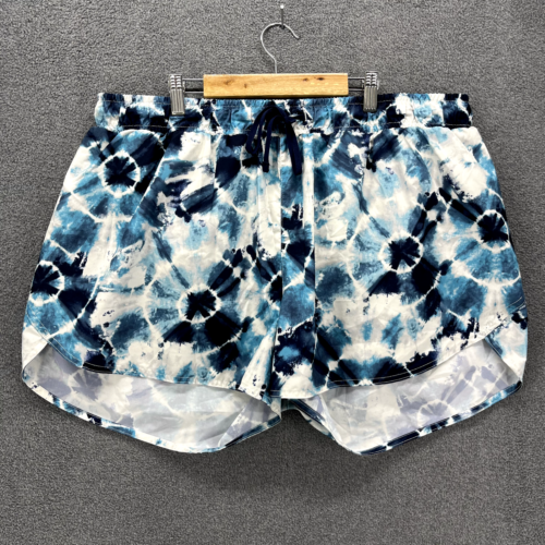 Old Navy Shorts Womens Plus 2X Blue White Lined Tie dye Active Go-Dry - Afbeelding 1 van 15