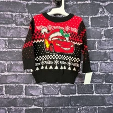 Cars 18 Month Lightning McQueen Mistletoe Knit Ugly Sweater Santa Hat