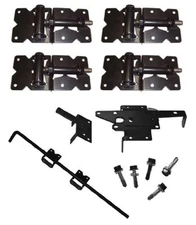 Self Closing Vinyl Fence Double Drive Gate Kit - Hinges, Latch, Drop Rod