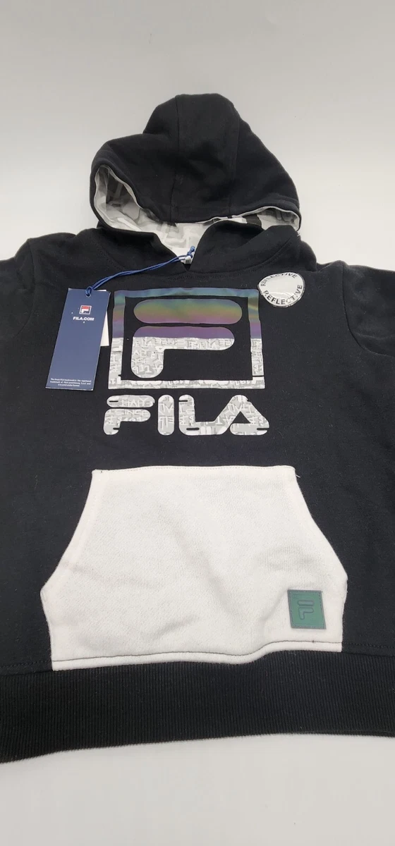 Fila Boys Sweatshirt Hoodie Black Reflective Sporty NEW size 7
