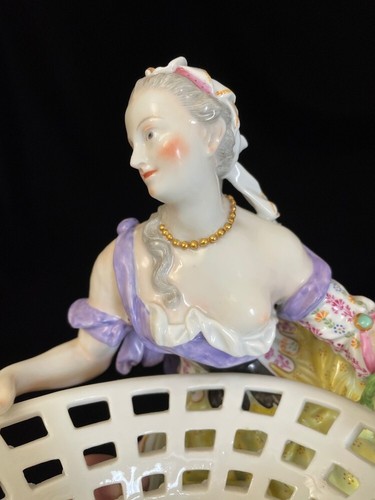 Meissen Große Figürliche Mandelschale mit Korb - Kaendler - 30 cm! - 19. Jhdt. - Bild 13 von 14