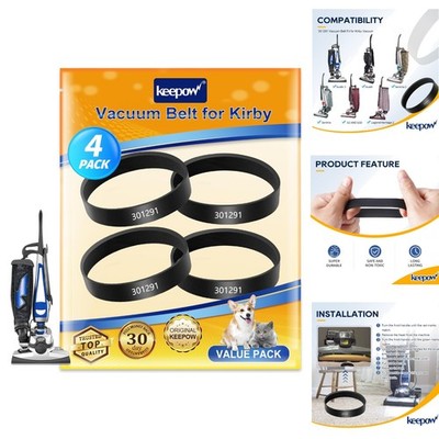 Kirby 301291G Replacement Belts - 4 Pack for Optimal Vacuum Cleaning Performance