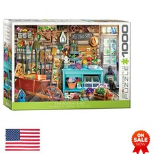 Jigsaw Puzzle 1000 Pieces Potting Shed Garden Theme 19.25 x 26.5 Inches Blue