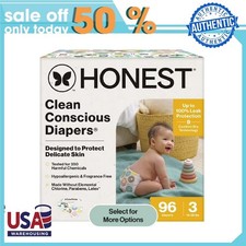 Honest Clean Conscious Baby Diapers Size 3 16-28 lbs , Hypoallergenic 96 Count