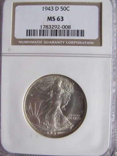 1943 D Walking Liberty Half Graded MS63 By NGC