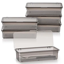 Remerry 6 Pcs Flatware Tray with Lid and Drainer, Plastic Utensil Organizer, ...