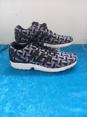 Adidas Trainers Mens Size UK ZX Flux Black grey Weave VGC
