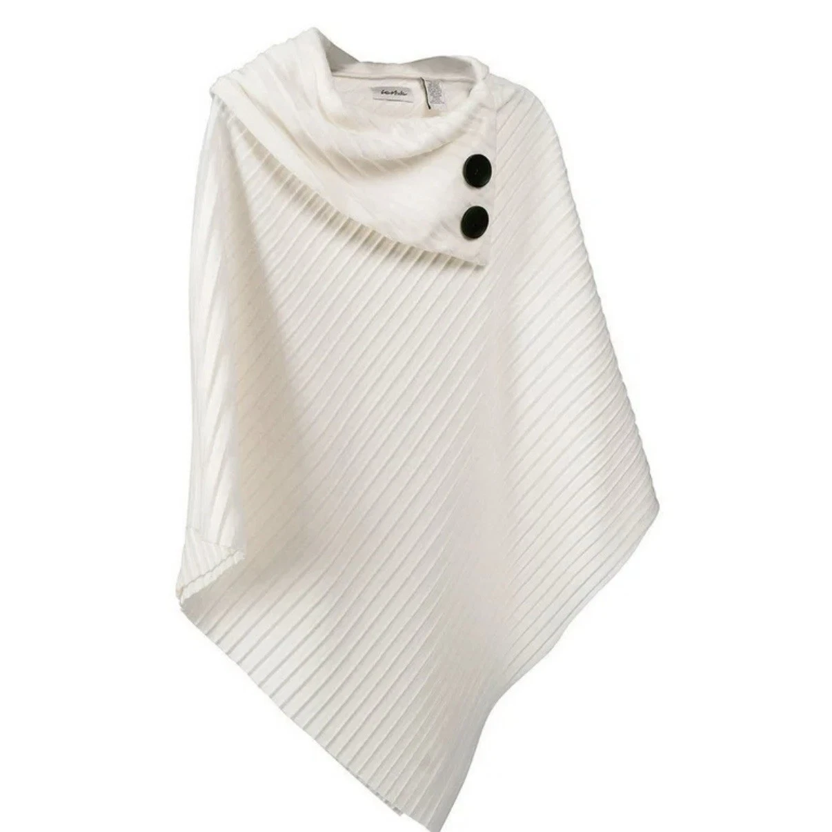 WOMEN’S PLEATED FLEECE PONCHO ONE SIZE WINTER WHITE CLASSIC PREPPY WESTERN EUC