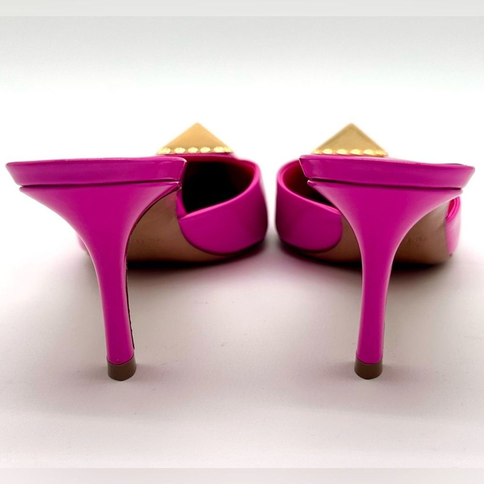 Valentino Garavani One Stud Pink Patent Leather Mules Heels EU 37.5 US 7.5 thumbnail 6