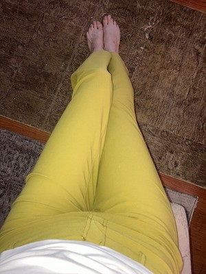Vintage PRADA 1990s Chartreuse Green Stretch Capris Pants Size 40 Small/Medium