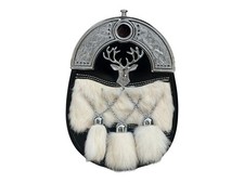 Men's Scottish Stag Head Sporran Highland Kilt Sporran Chrome Finish