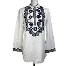 Tory Burch Richa tunic, white/navy, 8