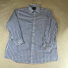 Stafford 17.5 Check Travel Fitted Broadcloth Dress Shirt Cotton Blend
