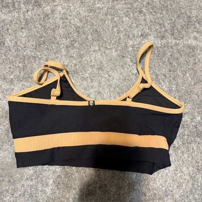 Born Primitive Womens Upside Tempo Sports Bra Size M Black Tan Nylon
