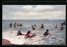 Artist Postcard Raphael Tuck & Sons No. 6457: By the Summer Sea, Mixed Bathing 1909 