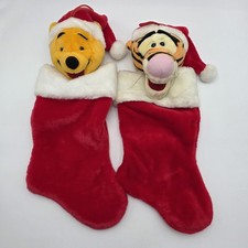 Disney Winnie The Pooh and Tigger Christmas Stockings Vintage Plush Set of 2