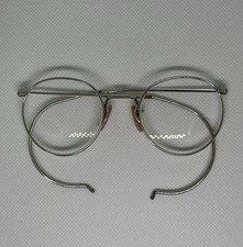 Vintage FLU  VUE Round Wire Rim Eyeglasses Cable Temple Metal Frame Unisex Adult