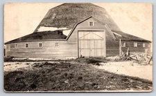 Unique Looking Barn Horse Stables Winter Snow c1910 Real Photo RPPC