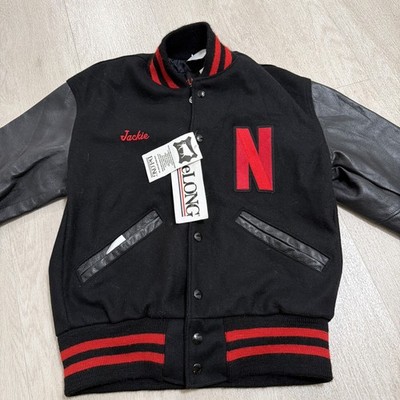 DELONG Netflix Animation VARSITY JACKET jackie Size Xs W/ Tags 80% Wool