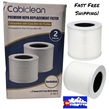 2 Pack 3-In-1 True HEPA Carbon 4 Filter Levoit Air Purifier Core Mini Cabiclean