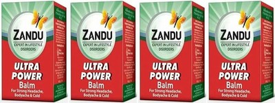 4 x Zandu Ultra Power Balm Herbal cold headache 8 ml Free Shipping ( 4 x 8 ml )