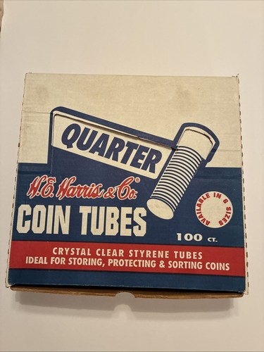 Lot Of 93: Vintage HE Harris Round Coin Tubes for Quarters - **Read**