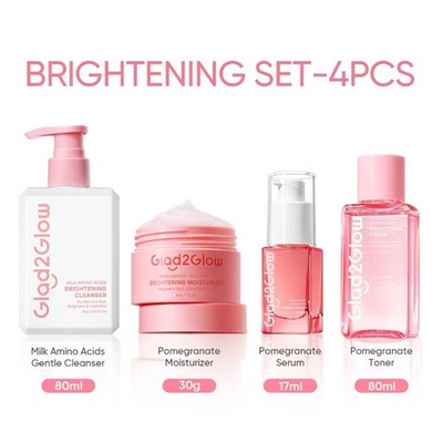 Glad2Glow Moisturizer Brightening Glowing Facial Pomegranat Cleanser Serum Set