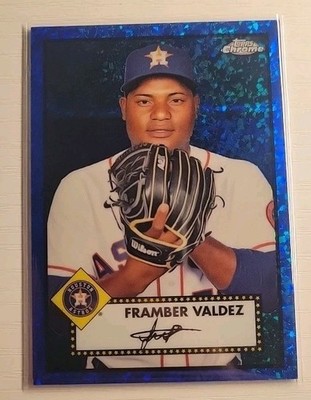 2021 Topps Chrome Platinum Framber Valdez Blue Refractor 137/199 Houston Astros 