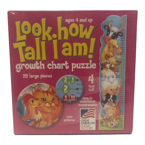 Look How Tall I Am Wachstumstabelle Tierpuzzle 4 Fuß hoch 22 Teile Neu Versiegelt