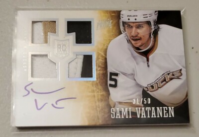 2013-14 Panini Prime Holo /50 Sami Vatanen #150 RC Ducks Auto Patch Game Used