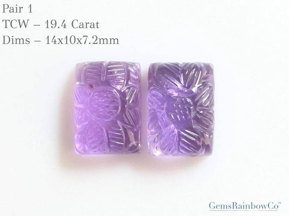 Tallas de amatista en forma rectangular, piedras preciosas naturales sueltas, pares de piedras preciosas Foto 2 de 4