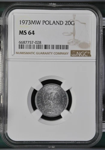 Poland 20 Groszy 1973 MW NGC MS 64