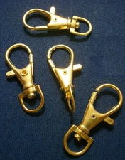 4 Huge swivel lobster claw jewelry clasps gold plated 1 3/8" 35mm fpc292