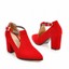thumbnail 9 - Glam Ladies Pointy Toe Block Heels Solid Knitting Buckle Strap Faux Suede Shoes