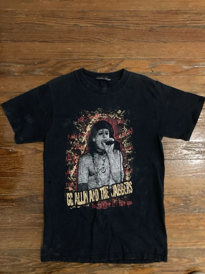 Camisa GG Allin vintage bandera negra asesinato adictos jabbers butthole surfistas calambres Foto 3 de 4