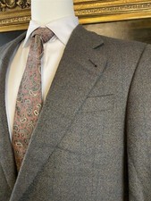 Jack Victor 42R Lucawood SPJ 100 Wool Soft Tweed Brown Windowpane 2Btn Blazer