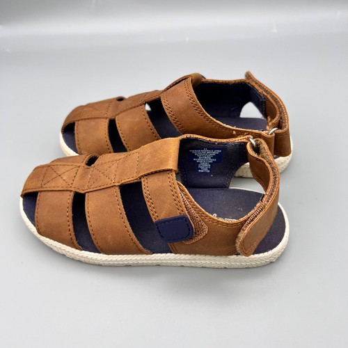 Cat & Jack Toddler Bryson Sandals Sz 11 Boys Hook & Loop Fisherman Brown Summer - Picture 10 of 10