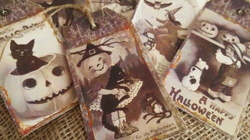 6 Happy Halloween Vintage Style Gift Tags | eBay UK