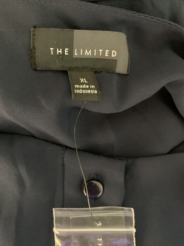The Limited Women Sleeveless Tunic Blouse Navy Blue Sz XL Layered Hidden Buttons - Picture 5 of 5