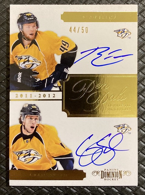 Ryan Ellis Craig Smith 2011-12 Dominion Pen Pals Dual GOLD Auto /50 Predators