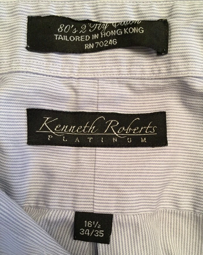 Camisa Kenneth Roberts Hombre Talla M 34/35 Manga Larga Azul Claro B370 Foto 3 de 3