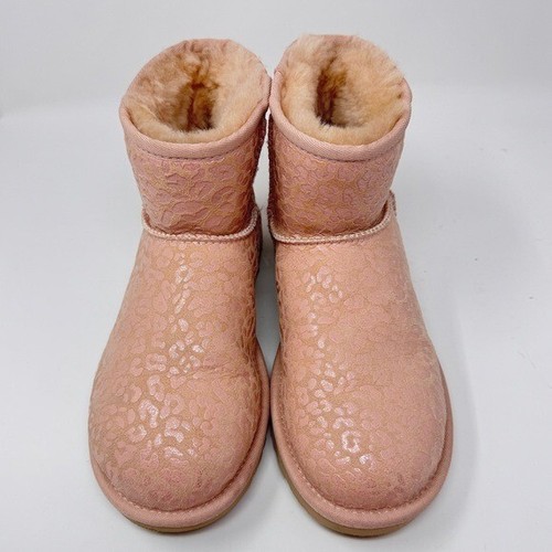 UGG Classic Mini Snow Leopard Ankle Boots - Pink (Women’s Size 8) - Picture 3 of 10